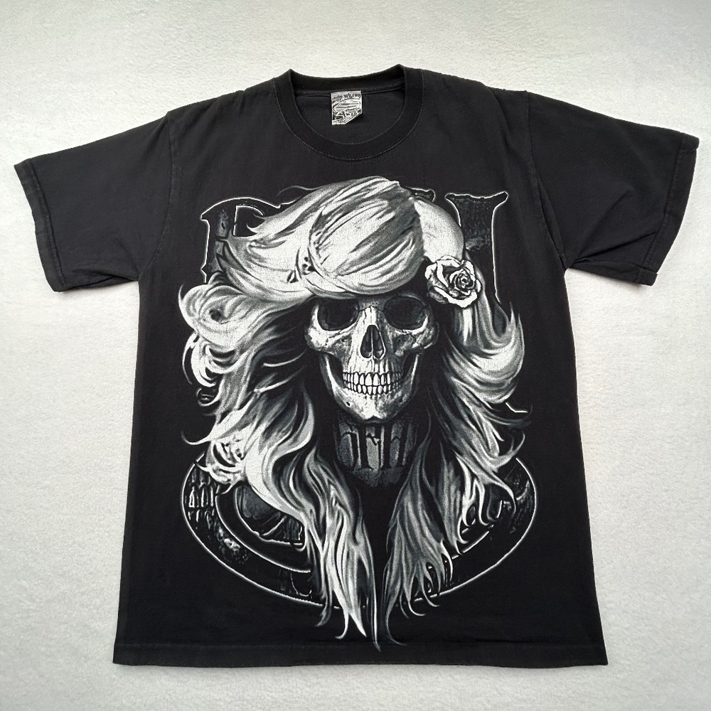 SRH Vintage Y2K Marilyn Monroe skeleton T-shirt Black Medium Motocross Tattoo